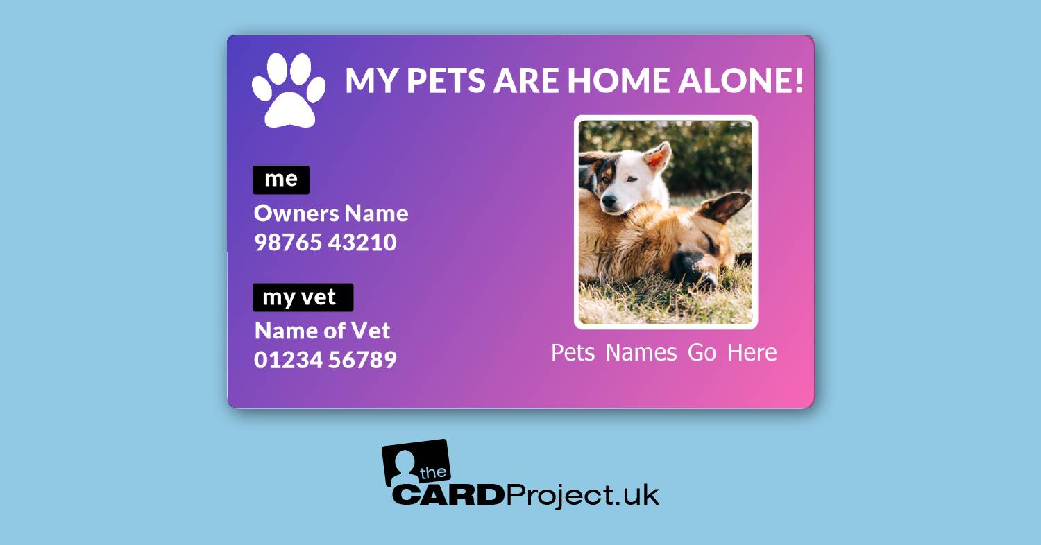 My Pets Are Home Alone Photo Card, Vet Contact Design